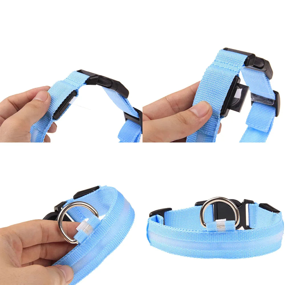 Adjustable LED Waterproof Dog Collar (Blinking Light for Enhanced Pet Safety)